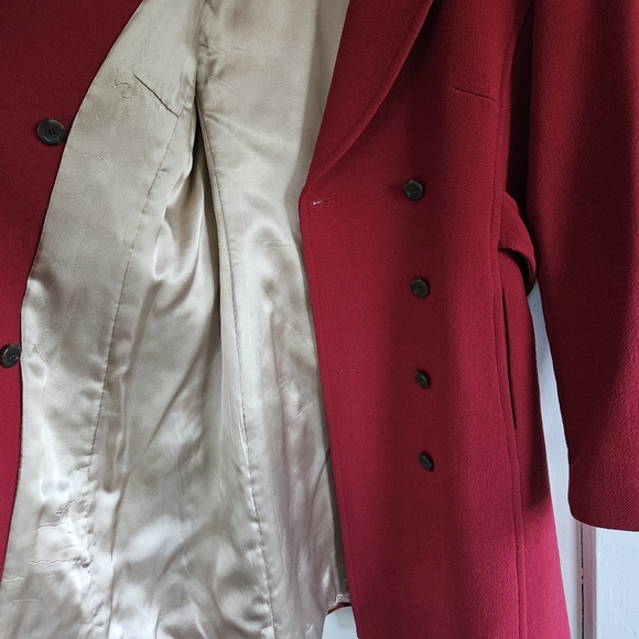 Women's Vintage J. Crew Red Double-Breasted Coat - Picture 5 of 14